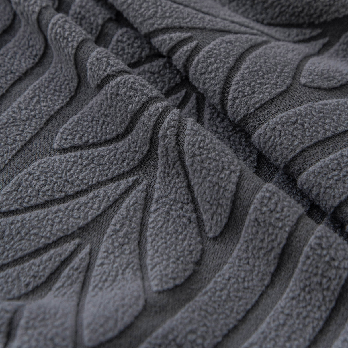 Plush Fleece Sofa Slipcover with 3D Wheat Pattern, Cozy High-Stretch Couch Cover