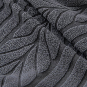 Plush Fleece Sofa Slipcover with 3D Wheat Pattern, Cozy High-Stretch Couch Cover