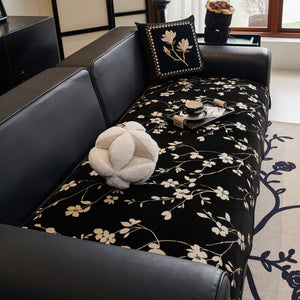 Floral Chenille Couch Cover, Non-Slip Sofa Slipcover Protector for Furniture