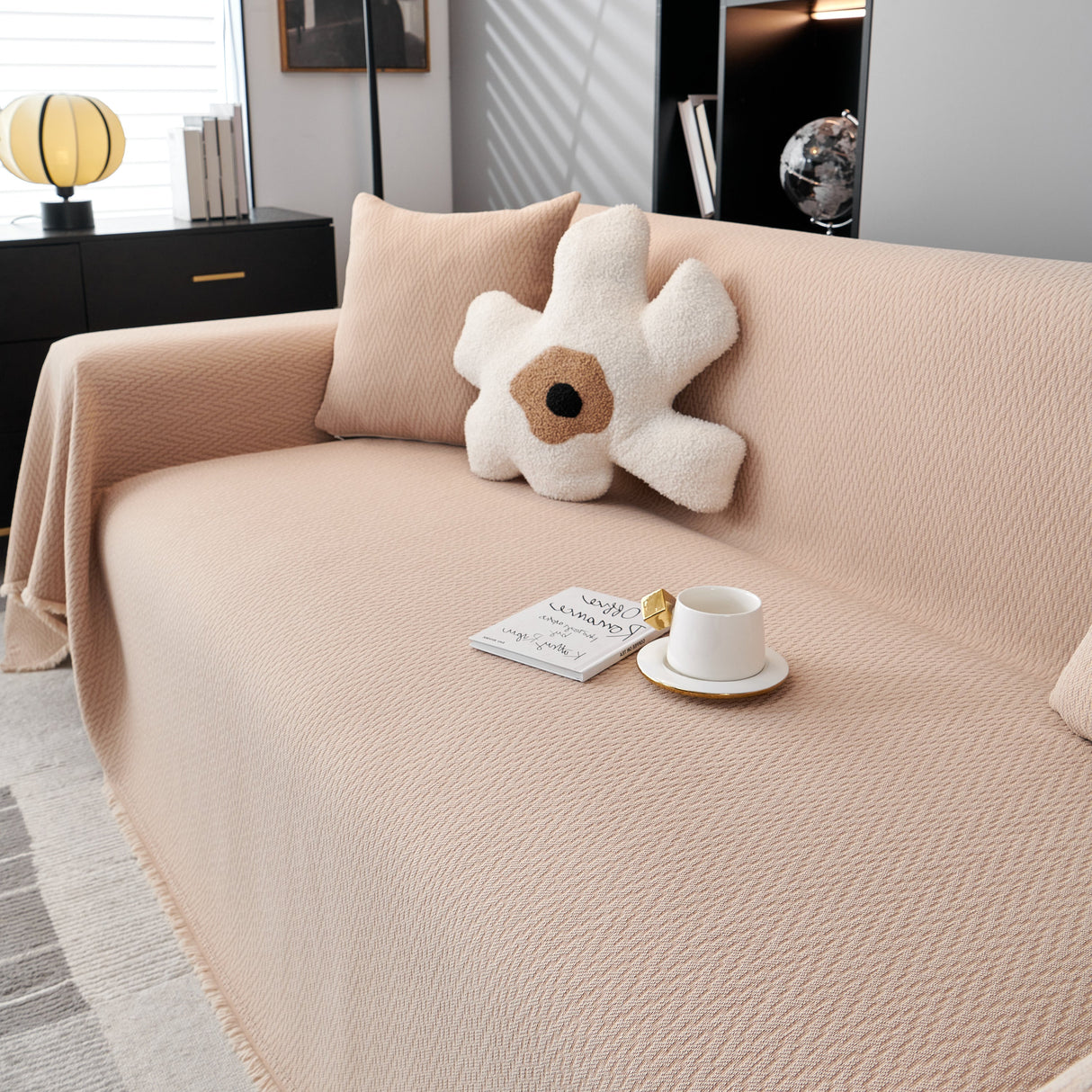 Waterproof Scratch Proof Herringbone Large Throw Blanket for Couch, Chenille Couch Cushion Covers for Pets