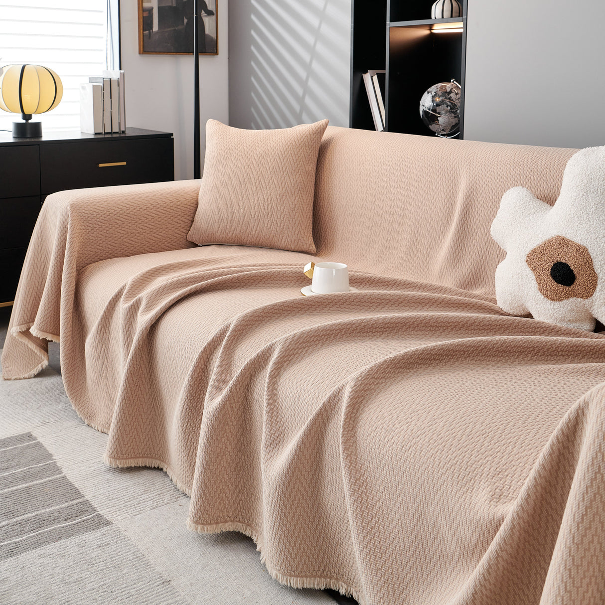 Waterproof Scratch Proof Herringbone Large Throw Blanket for Couch, Chenille Couch Cushion Covers for Pets