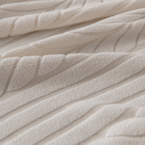 Plush Fleece Sofa Slipcover with 3D Wheat Pattern, Cozy High-Stretch Couch Cover