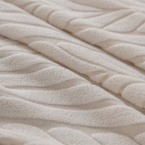 Plush Fleece Sofa Slipcover with 3D Wheat Pattern, Cozy High-Stretch Couch Cover