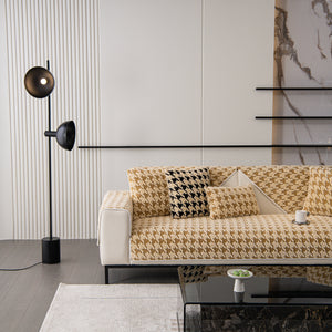 Winter Thickened Sherpa Fleece Houndstooth Sofa Cushion, Non-slip Sofa Cover with Plush