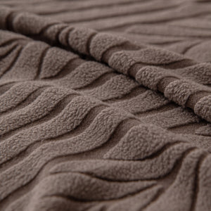 Plush Fleece Sofa Slipcover with 3D Wheat Pattern, Cozy High-Stretch Couch Cover