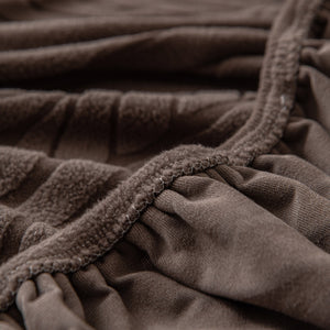 Plush Fleece Sofa Slipcover with 3D Wheat Pattern, Cozy High-Stretch Couch Cover