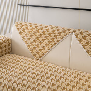 Winter Thickened Sherpa Fleece Houndstooth Sofa Cushion, Non-slip Sofa Cover with Plush
