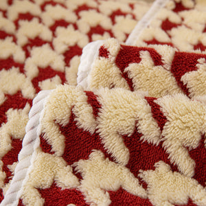 Winter Thickened Sherpa Fleece Houndstooth Sofa Cushion, Non-slip Sofa Cover with Plush