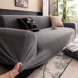 High Stretch Wheat Ear Embossed Textured Couch Slipcover, Water Repellent Sofa Cover