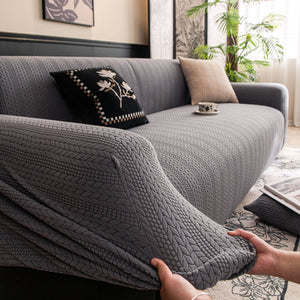 High Stretch Wheat Ear Embossed Textured Couch Slipcover, Water Repellent Sofa Cover