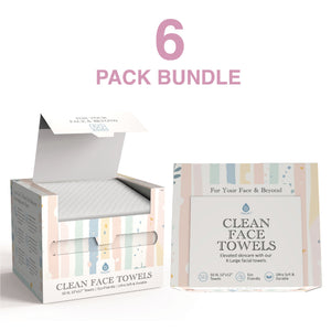 Clean Facial Towels – Six Pack Bundle | Eco-Friendly, Extra-Large, 100% Plant-Based Towels by Pursonic