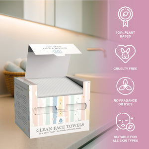 Clean Facial Towels – Six Pack Bundle | Eco-Friendly, Extra-Large, 100% Plant-Based Towels by Pursonic