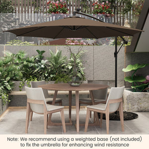10 Feet Patio Offset Umbrella with 112 Solar-Powered LED Lights-Beige-Coffee by DirectDeals