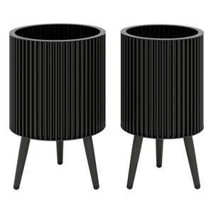 Decorative Flower Pots with Stand and Drainage Holes Set of 2-S