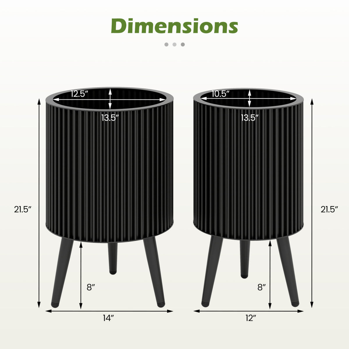 Decorative Flower Pots with Stand and Drainage Holes Set of 2-S