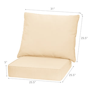 Deep Seat Chair Cushion Pads Set with Rope Belts for Indoor and Outdoor-Beige