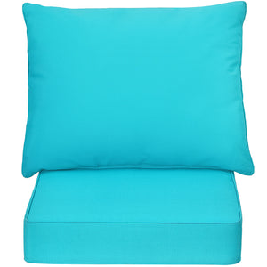 Deep Seat Chair Cushion Pads Set with Rope Belts for Indoor and Outdoor-Turquoise