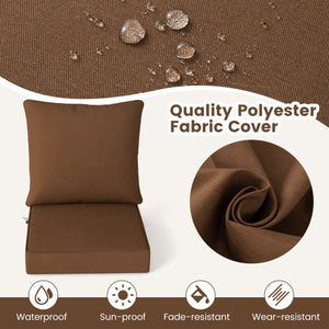 Deep Seat Chair Cushion Pads Set with Rope Belts for Indoor and Outdoor-Brown