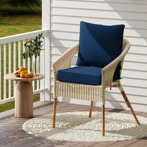 Deep Seat Chair Cushion Pads Set with Rope Belts for Indoor and Outdoor-Blue