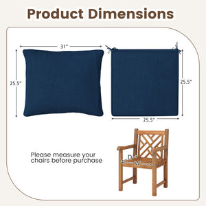 Deep Seat Chair Cushion Pads Set with Rope Belts for Indoor and Outdoor-Blue