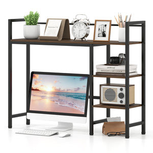 Desktop Bookshelf 38.5" W with Storage Display Rack for Home Office-Rustic Brown