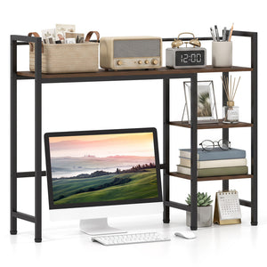 Desktop Bookshelf 38.5" W with Storage Display Rack for Home Office-Rustic Brown