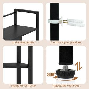 Desktop Bookshelf 38.5" W with Storage Display Rack for Home Office-Black