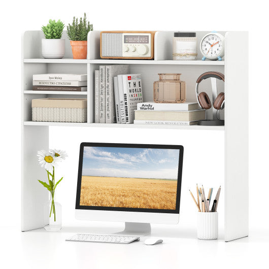 Desktop Bookshelf Countertop Storage Hutch with 6 Shelves-White
