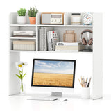 Desktop Bookshelf Countertop Storage Hutch with 6 Shelves-White