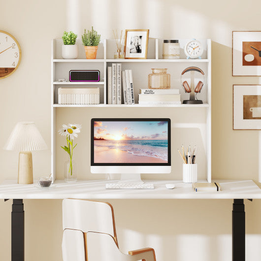 Desktop Bookshelf Countertop Storage Hutch with 6 Shelves-White