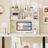 Desktop Bookshelf Countertop Storage Hutch with 6 Shelves-White