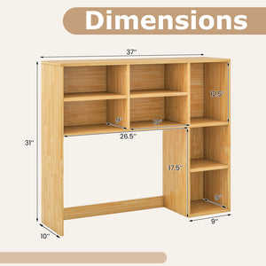 Desktop Bookshelf with 7 Open Cubbies and 3 Adjustable Shelves-Yellow