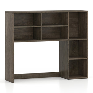 Desktop Bookshelf with 7 Open Cubbies and 3 Adjustable Shelves-Oak