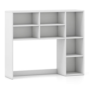 Desktop Bookshelf with 7 Open Cubbies and 3 Adjustable Shelves-White