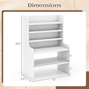 Desktop Organizer 6-Tier Mini Storage Rack with 2 Removable Shelves-White