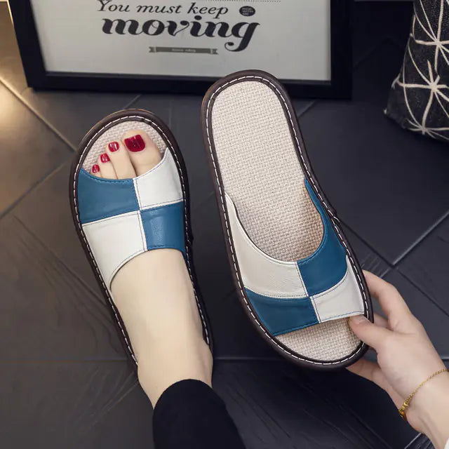 Luxury Genuine Leather Sheepskin Women's Slippers