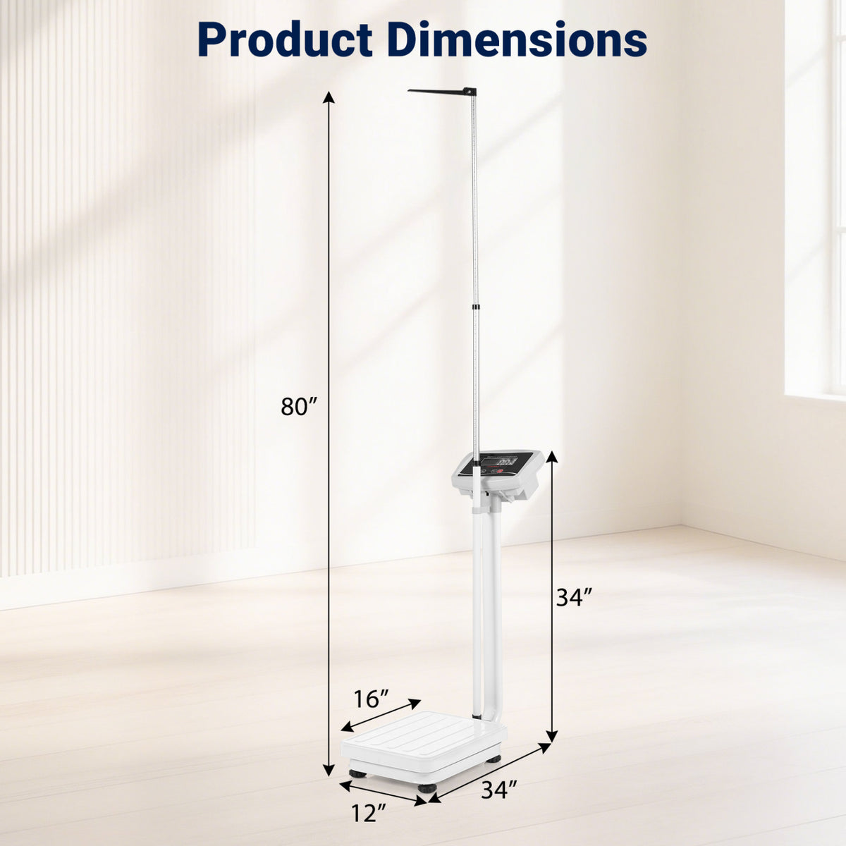Digital Height and Weight Scale with Height Rod 400 lbs & LED Display