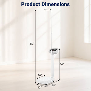 Digital Height and Weight Scale with Height Rod 400 lbs & LED Display