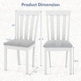 Dining Chair Set of 2 Upholstered Wooden Kitchen Chairs with Padded Seat and Rubber Wood Frame-White