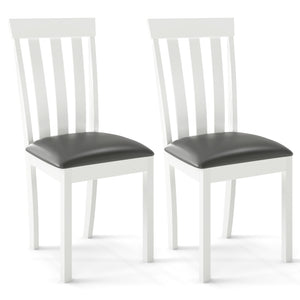 Dining Chair Set of 2 Upholstered Wooden Kitchen Chairs with Padded Seat and Rubber Wood Frame-White