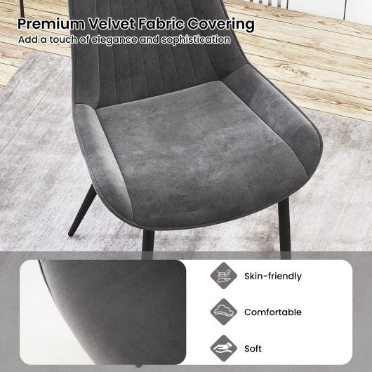 Dining Chair Set of 4 Faux Leather Upholstered Kitchen Chairs with Metal Legs-Gray