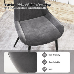 Dining Chair Set of 4 Faux Leather Upholstered Kitchen Chairs with Metal Legs-Gray