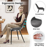 Dining Chair Set of 4 Faux Leather Upholstered Kitchen Chairs with Metal Legs-Gray