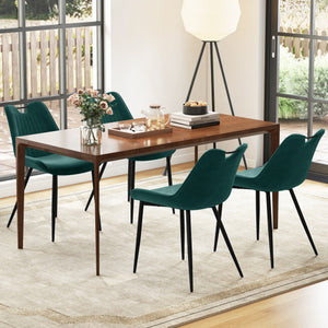 Dining Chair Set of 4 Faux Leather Upholstered Kitchen Chairs with Metal Legs-Turquoise