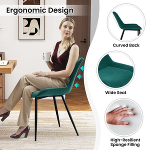 Dining Chair Set of 4 Faux Leather Upholstered Kitchen Chairs with Metal Legs-Turquoise