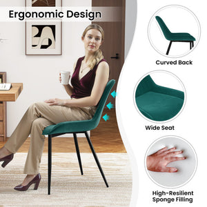 Dining Chair Set of 4 Faux Leather Upholstered Kitchen Chairs with Metal Legs-Turquoise