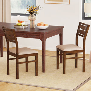 Dining Chair Set of 2/4 with Rubber Wood Frame and Padded Seat-4