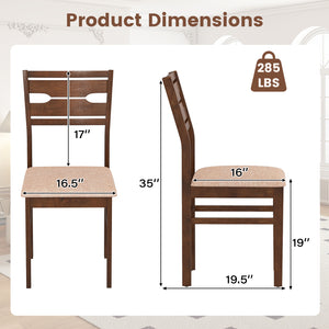 Dining Chair Set of 2/4 with Rubber Wood Frame and Padded Seat-4