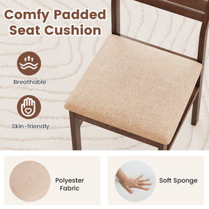 Dining Chair Set of 2/4 with Rubber Wood Frame and Padded Seat-4