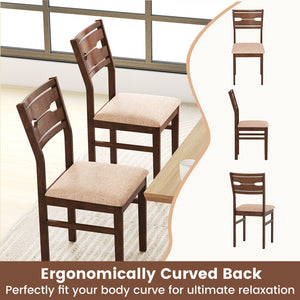 Dining Chair Set of 2/4 with Rubber Wood Frame and Padded Seat-4
